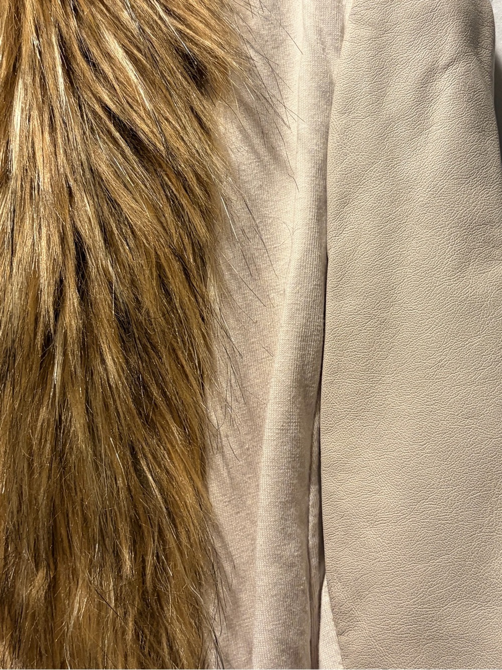 INC International Concepts Cream Jacket with Tan Faux Fur Shawl Collar - Picture 4 of 5
